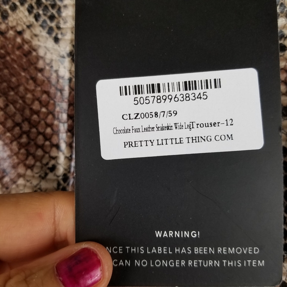 Pretty Little Thing Snake Skin Flared Leg Trousers - Picture 8 of 11